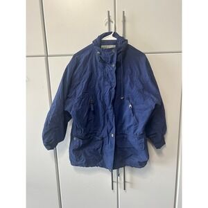 Vintage Schoffel Blue Utility Jacket Hooded Full Zip Windbreaker Mens Medium
